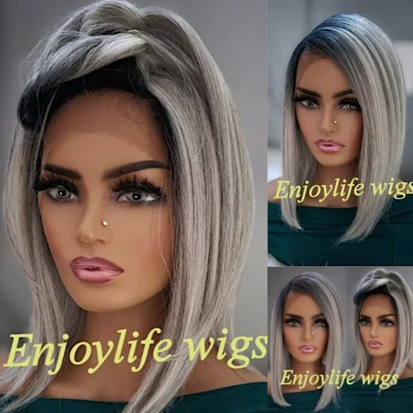 Hair Sexy Salt And Pepper Grey Black Lace Front Bob Wig Poshmark